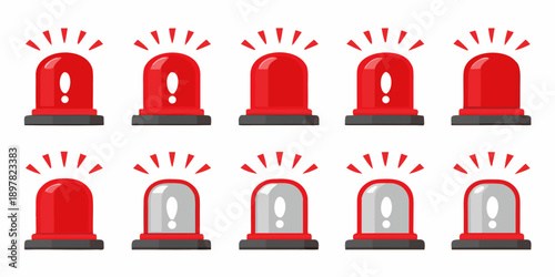 A collection of red and white emergency vehicle warning lights