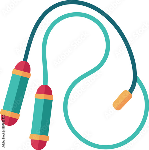 Jump Rope Illustration Representing Fitness Cardio Workout Training and Healthy Active Lifestyle Concept in Modern Flat Design Style