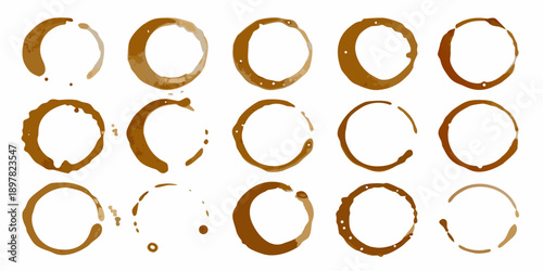 A grid of circular coffee stains on a white background