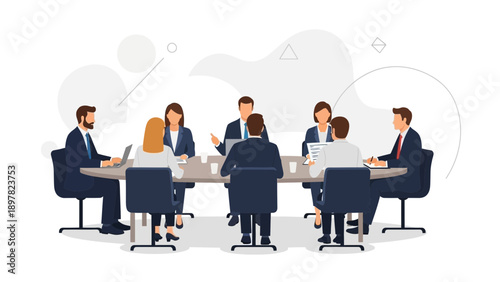 Team Meeting Around Conference Table - Business Collaboration and Discussion