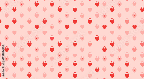 A pink background with red hearts.