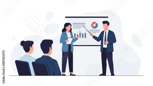 Business Presentation: Team Meeting with Charts and Graphs