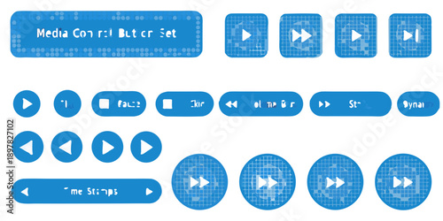 User interface elements for media control including play and pause buttons