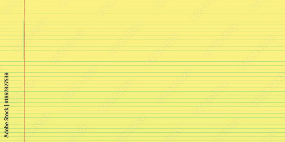 Naklejka premium A blank yellow lined notepad paper with a red margin