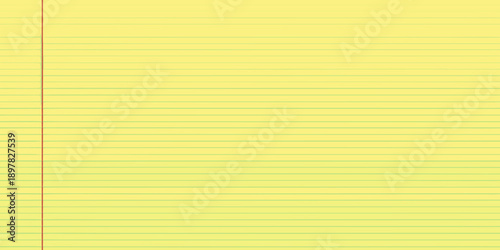 A blank yellow lined notepad paper with a red margin
