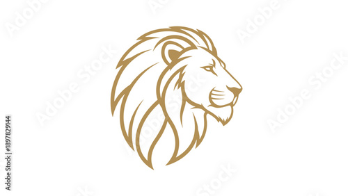 Majestic Golden Lion Head Profile Logo Icon Design