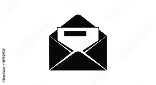 A minimalist black and white illustration depicts a closed envelope symbolizing communication or correspondence high quality professional detailed