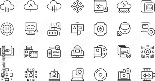Set of Cloud Computing and Technology Icons