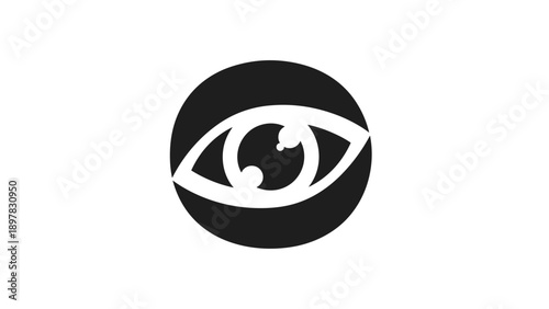 Minimalist Eye Icon in Black Circle for Vision and Monitoring