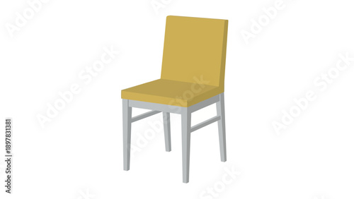 A sleek yellow dining chair featuring a light gray base, ideal for contemporary living spaces, kitchen setups, or commercial furniture displays.