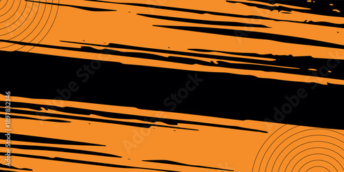 orange black brush Car sticker wrap pattern banner abstract sporty lines. illustration.