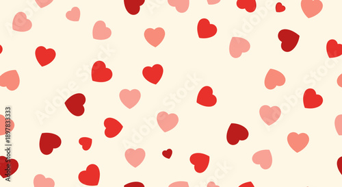 A pattern of red and pink hearts.