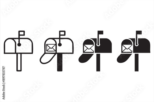 Minimalist Mailbox Icons for Email and Notification UI Design
