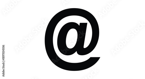 A stark black and white image depicts the at symbol a common character used in email addresses