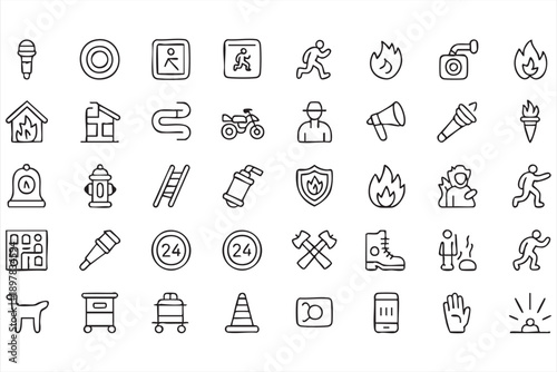 Public Safety and Fire Emergency Vector Icon Collection