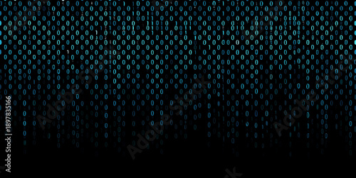 Abstract digital rain of binary code on a dark background