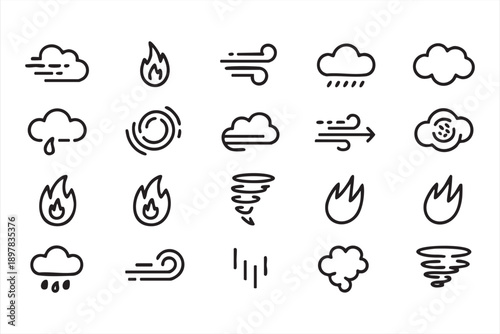 Black and White Weather Icon Set for UI and Web Design