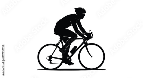 A stark silhouette depicts a cyclist intensely focused on riding a road bike showcasing dynamic movement high quality