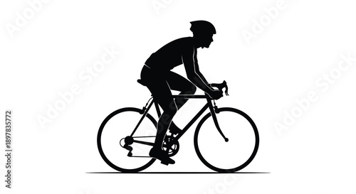 A striking silhouette depicts a cyclist intensely focused on riding a road bike showcasing dynamic movement high quality