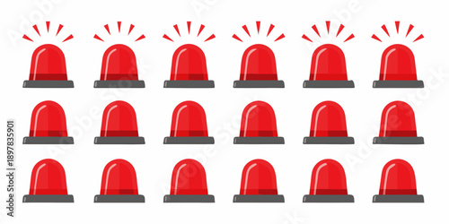 A grid of red emergency vehicle lights with black bases