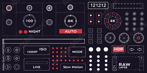 Interface elements for a digital camera or video recording system