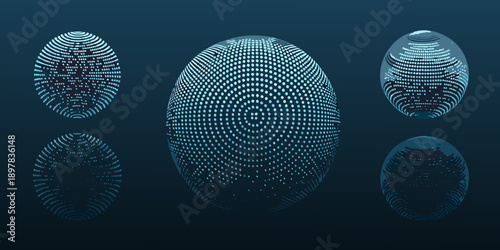 Abstract digital fingerprint patterns in varying sizes and shades of blue