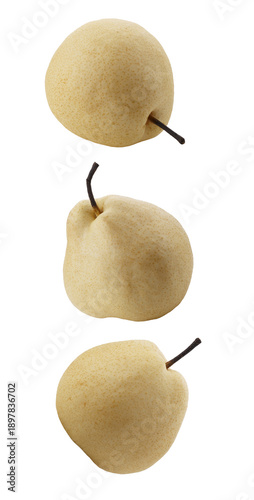 Crisp and Juicy Chinese Pear with Pale Yellow Skin isolated on a transparent background
