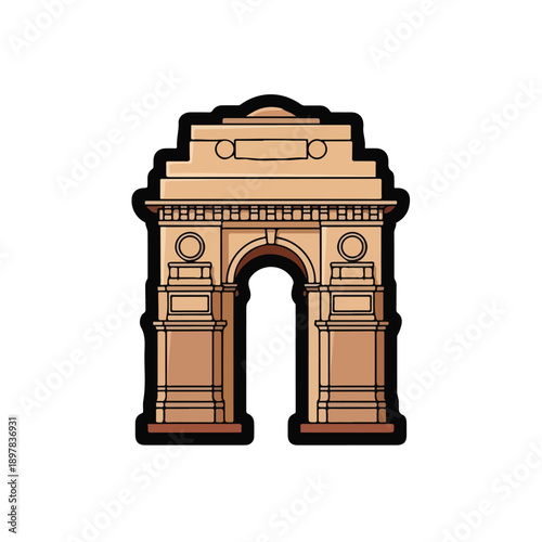 Illustration of the Gateway of India monument, a prominent landmark in Mumbai, India, showcasing its architectural beauty