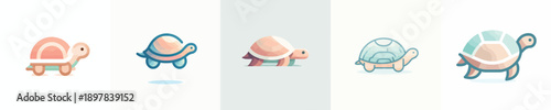 Cute Turtle Vector Illustration Isolated on White Background