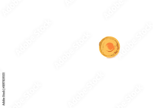 Abstrakte goldene Kreise mit orangefarbenem Zentrum auf transparentem Hintergrund, künstlerische Illustration