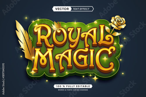 Text effect editable royal magic 3d gaming cartoon font style