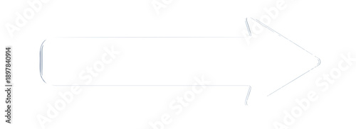 Ein weißer Pfeil mit leerem Feld für Text auf transparentem Hintergrund, der nach rechts zeigt