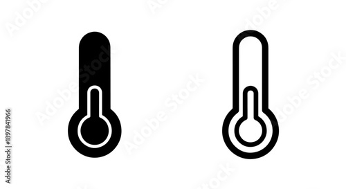 Basic Thermometer Icon Set - Temperature Measurement and Health Monitoring Vector