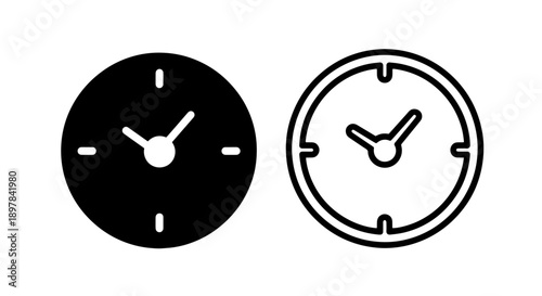 Modern Wall Clock Icon Set - Business Productivity and Daily Schedule Vector