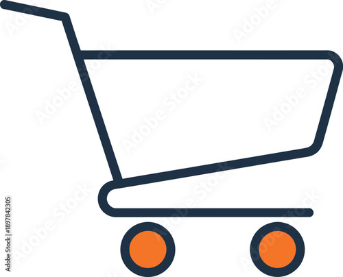 Business icon representing a shopping cart with wheels, symbolizing e-commerce and digital transactions in a modern online store environment