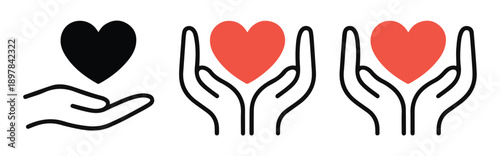 Collection of hand drawn heart shapes vector graphic elements for design.