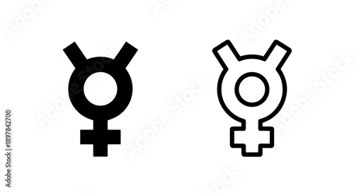 Gender Fluid Nonbinary Symbol Icon Set, Inclusivity Vector Graphic for Identity