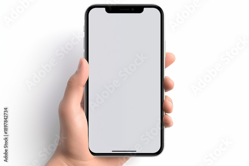 A mobile application concept that uses a mobile phone held separately on a white background.