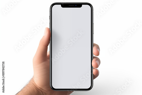 A mobile application concept that uses a mobile phone held separately on a white background.