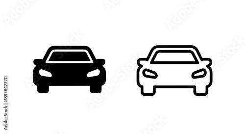 Car Automobile Front View Icon Set, Vehicle Transport Vector Graphic for Travel