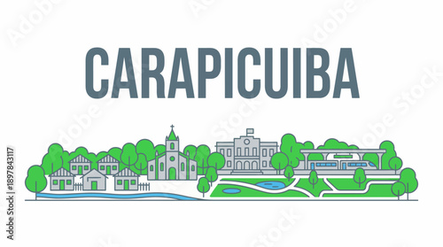 Carapicuiba city skyline with landmarks vector illustration