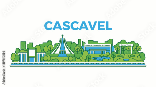 Cascavel Brazil city skyline landmark vector illustration