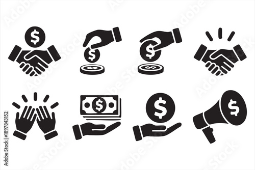 Money and Payment Line Icons for Banking and Fintech