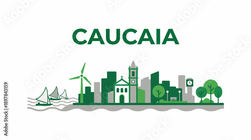 Caucaia Brazil city skyline landmark vector illustration