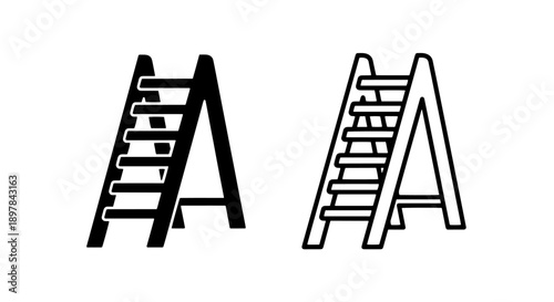 Stepladder Icon for Progress, Ascent, Construction, and Home Improvement