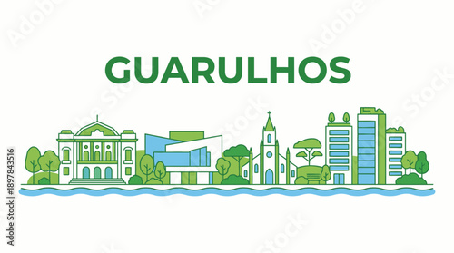 Guarulhos Brazil city skyline landmark vector illustration