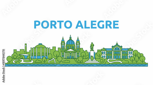Porto Alegre city skyline panorama vector illustration