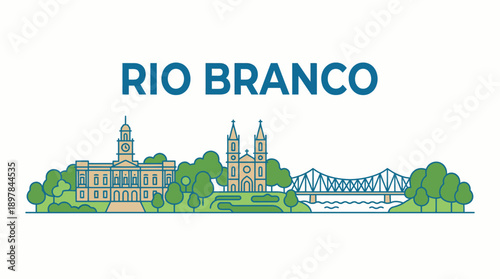 Rio Branco Brazil city skyline vector illustration