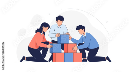 Teamwork Building Blocks Collaboration Concept