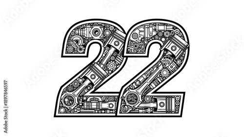 Number 22 Mechanical Engine Parts Design.